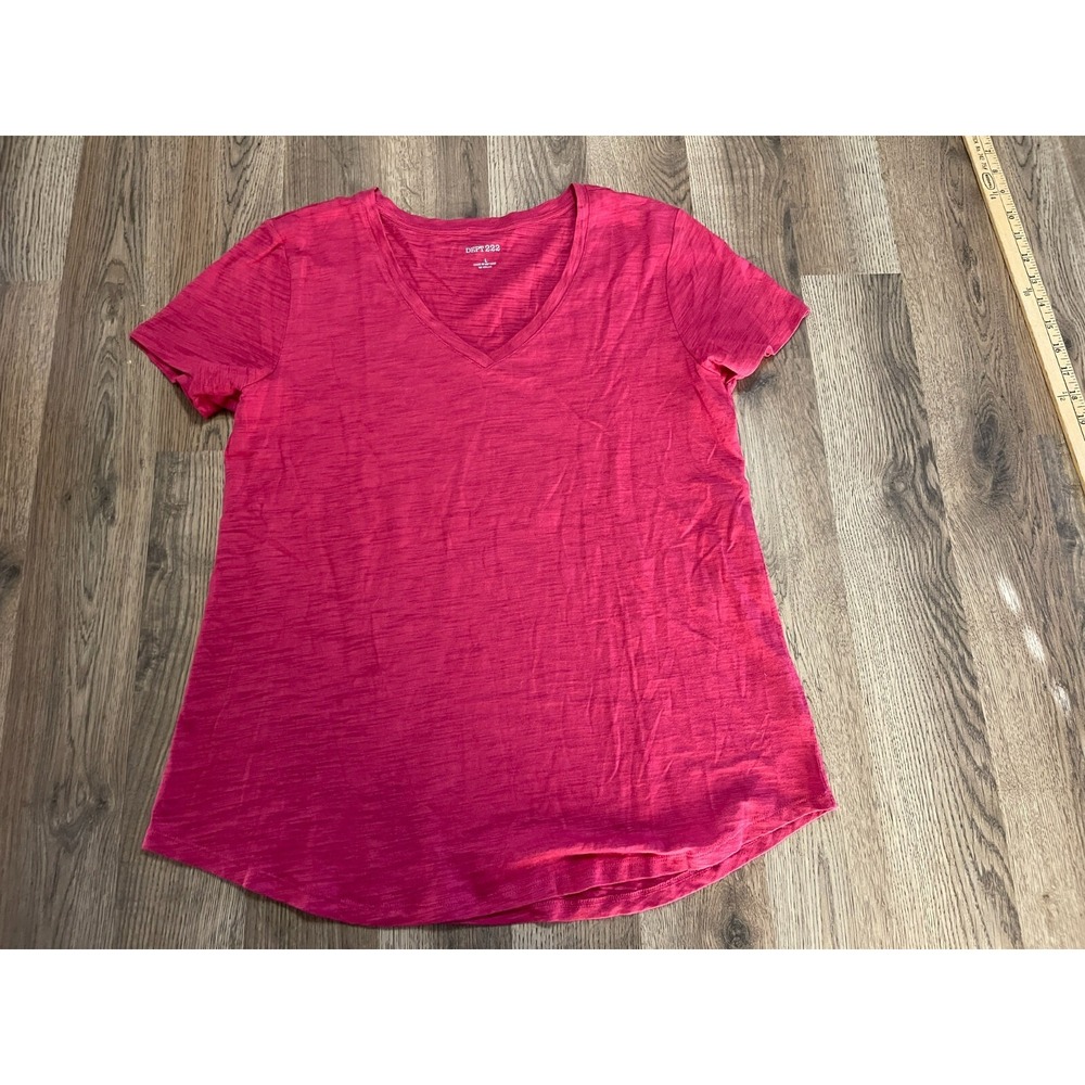 DEPT Shirt, Women's Size Large, Pink, V-neck, Short Sleeve